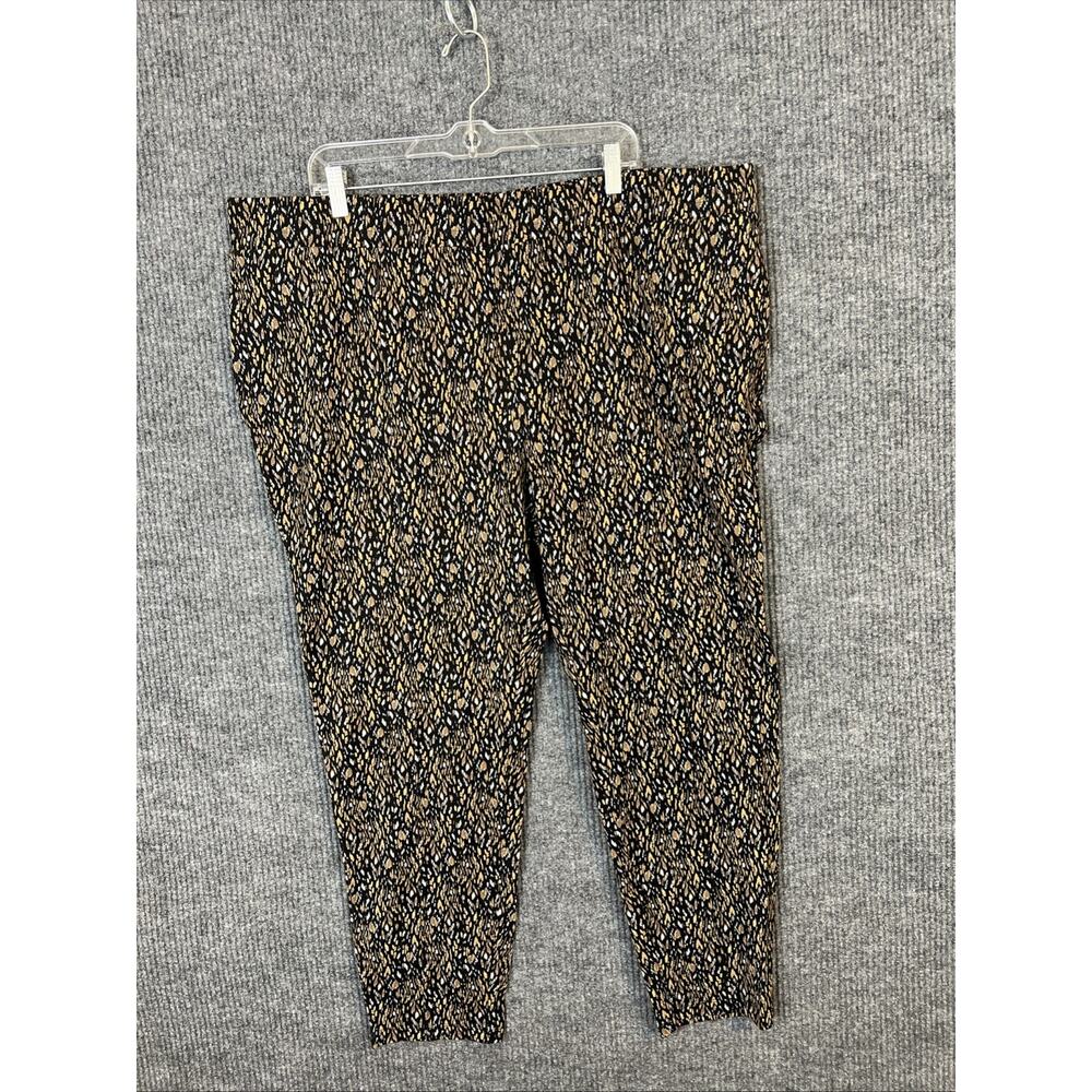 Isaac Mizrahi Live! Printed Ponte Knit Slim-Leg Pants Black Printed 2X Pull On